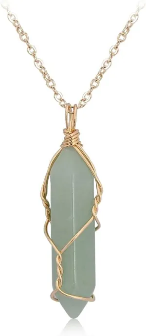 COLORFUL BLING Carnelian Healing Crystal Natural Stone Pointed Hexagonal Pendant Necklaces Set Wire Wrapped Reiki Quartz Chakra for Women Gemstone Jewelry