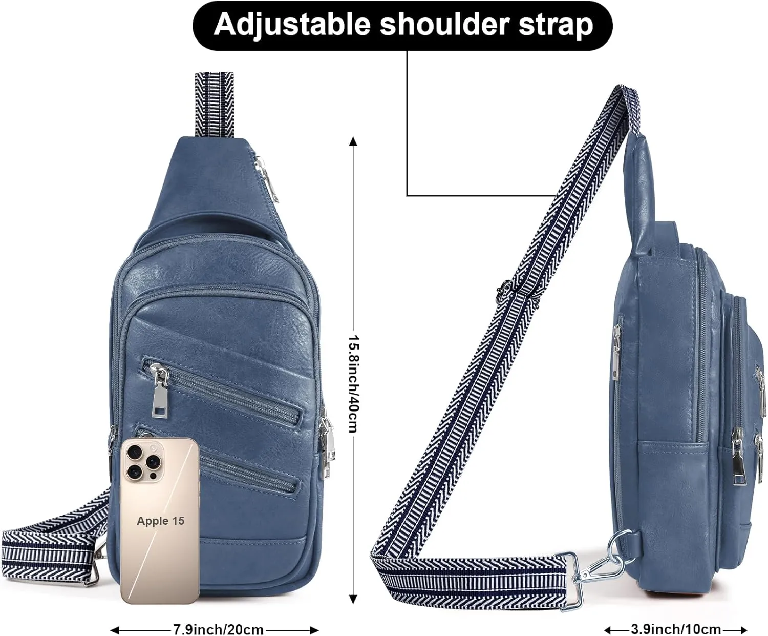 Conceal Carry Sling Bag - Virgan Leather Sling Backpack Fanny Pack Crossbody Chest Bags with Holster&Guitar Strap