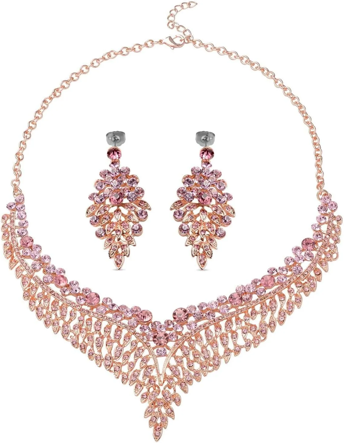 Costume Jewelry Set for Women - Wedding Jewelry Sets for Brides Bridal Jewelry Set for Wedding - Crystal Statement Necklace and Earrings Set - Aniversary Engagement Trendy Birthday Gifts 20 Inches