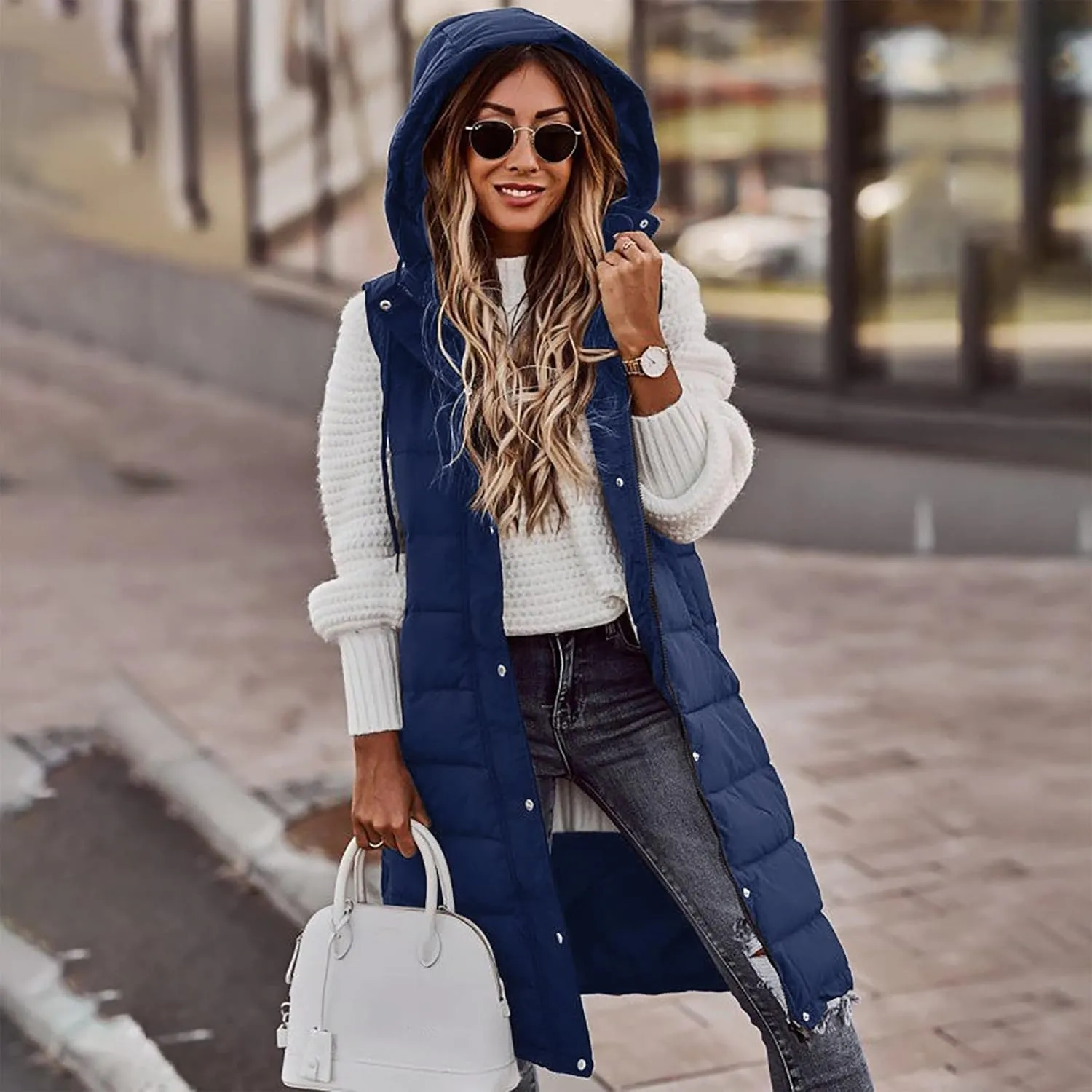 COTECRAM Puffer Jacket Womens Plu Size Long Sleeve Packable Hooded Winter Coat Casual Warm Down Jackets Quilted Outerwear