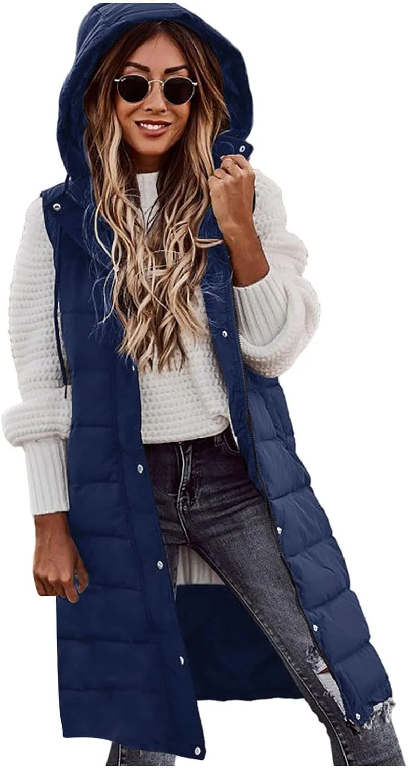 COTECRAM Puffer Jacket Womens Plu Size Long Sleeve Packable Hooded Winter Coat Casual Warm Down Jackets Quilted Outerwear