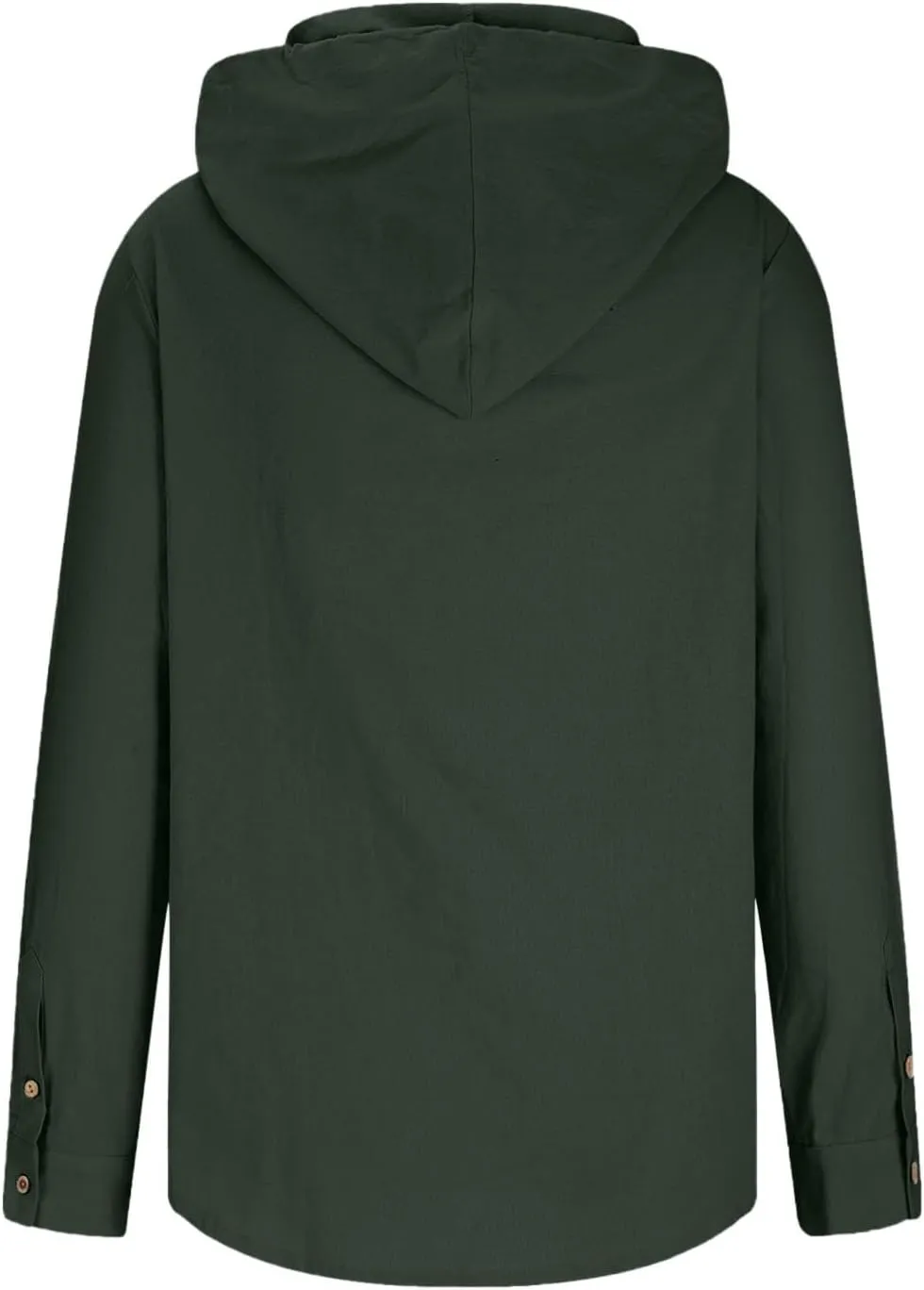 Cotton Linen Hoodie for Men Drawstring Hooded Button Down Beach Hippie Shirt Lightweight Soft Long Sleeve Blouse Tops