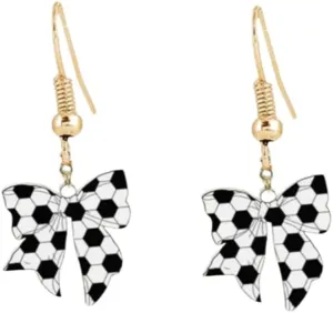 Creative Vintage Bow Earrings Acrylic Baseball Football Soccer Tennis Bow Earrings Sports Lover Party Women's Jewelry