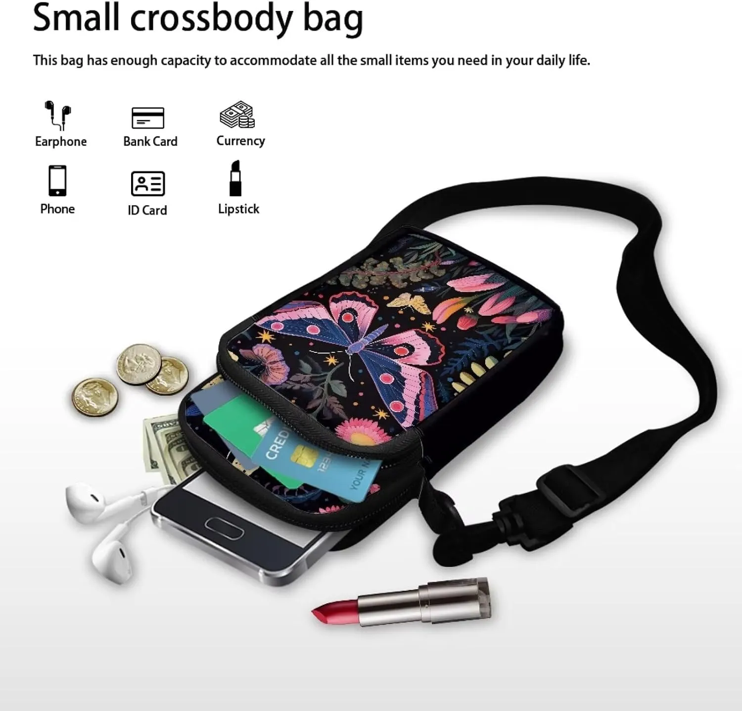 Crossbody Purse Bag for Women Fashion Phone Purses with Crossbody Strap for Hiking Traveling