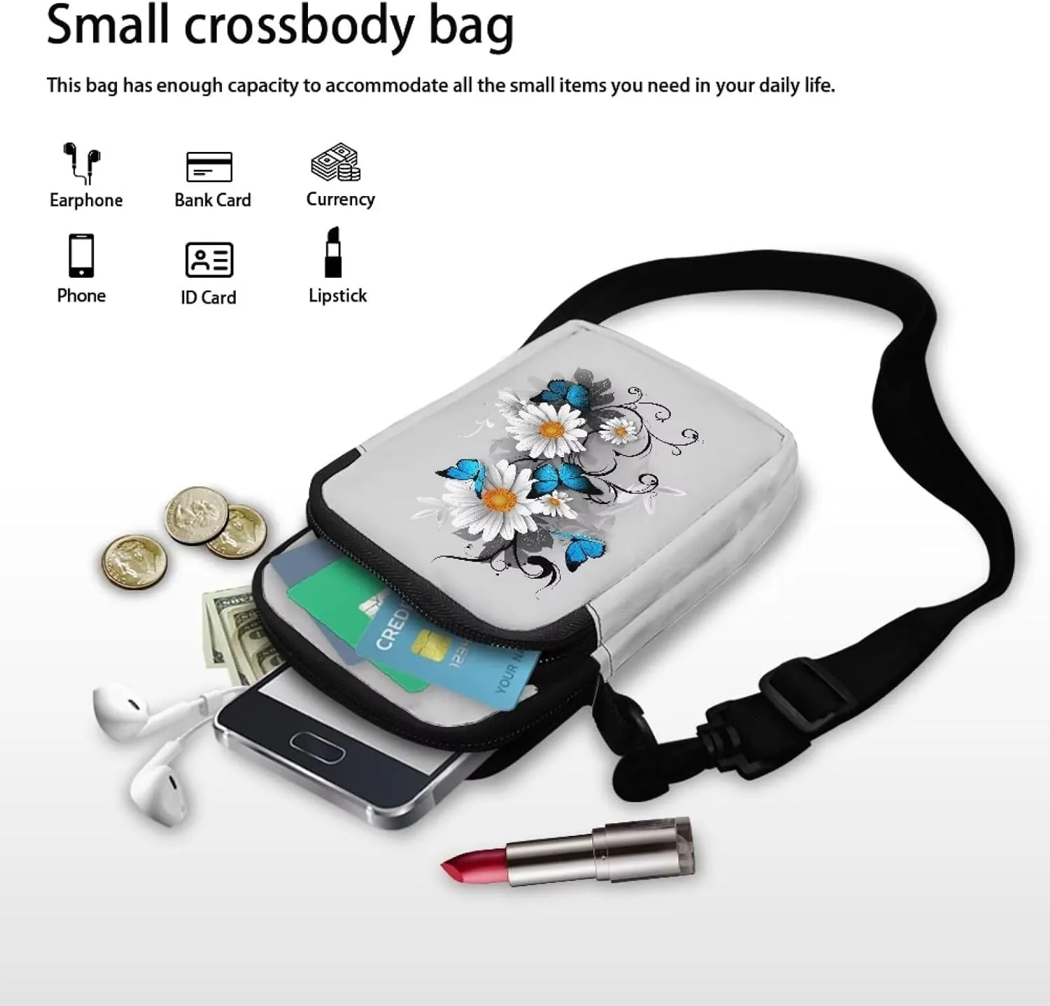 Crossbody Purse Bag for Women Fashion Phone Purses with Crossbody Strap for Hiking Traveling