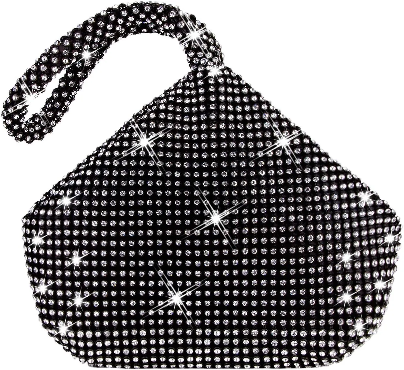 CROWN GUIDE Women Rhinestone Crystal Evening Clutch Bag With Wristlet Wedding Prom Party Purse Handbags