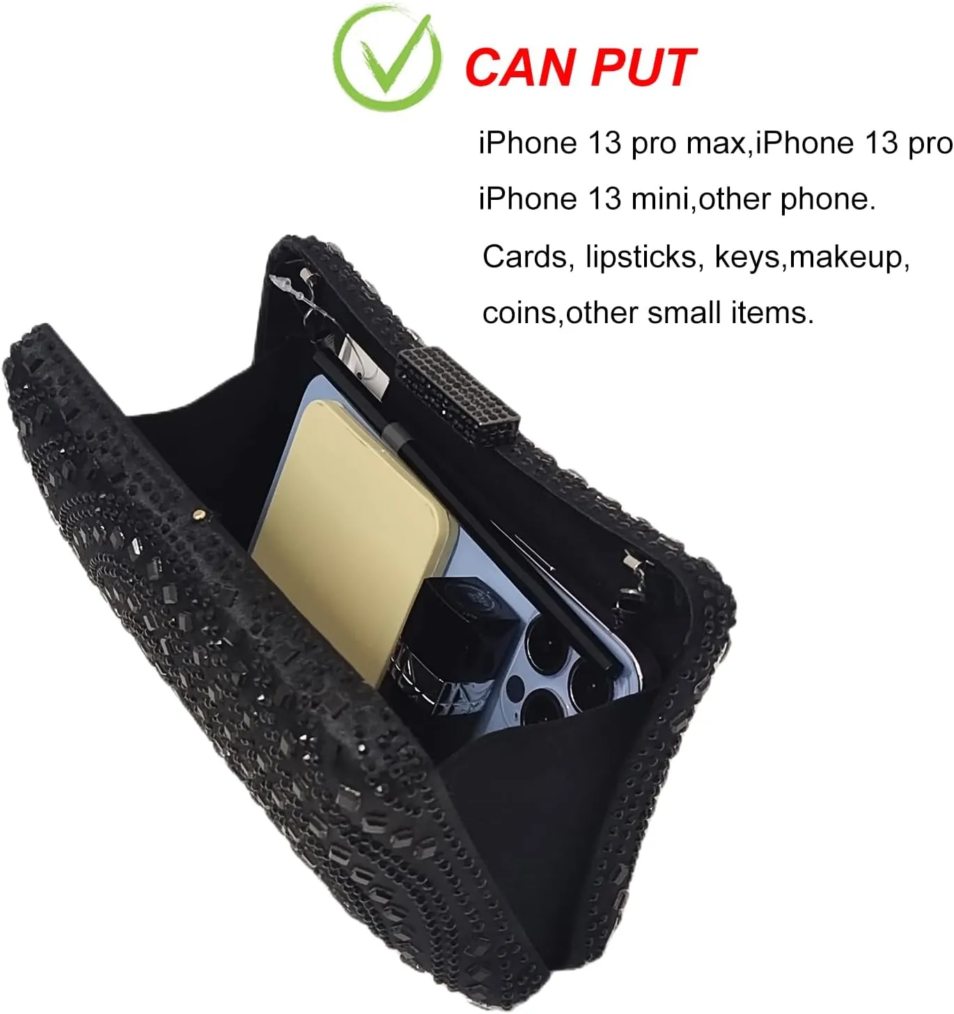 Crystal Box Clutch Rhinestone Handbags For Women Party Purse Wedding Evening Bag