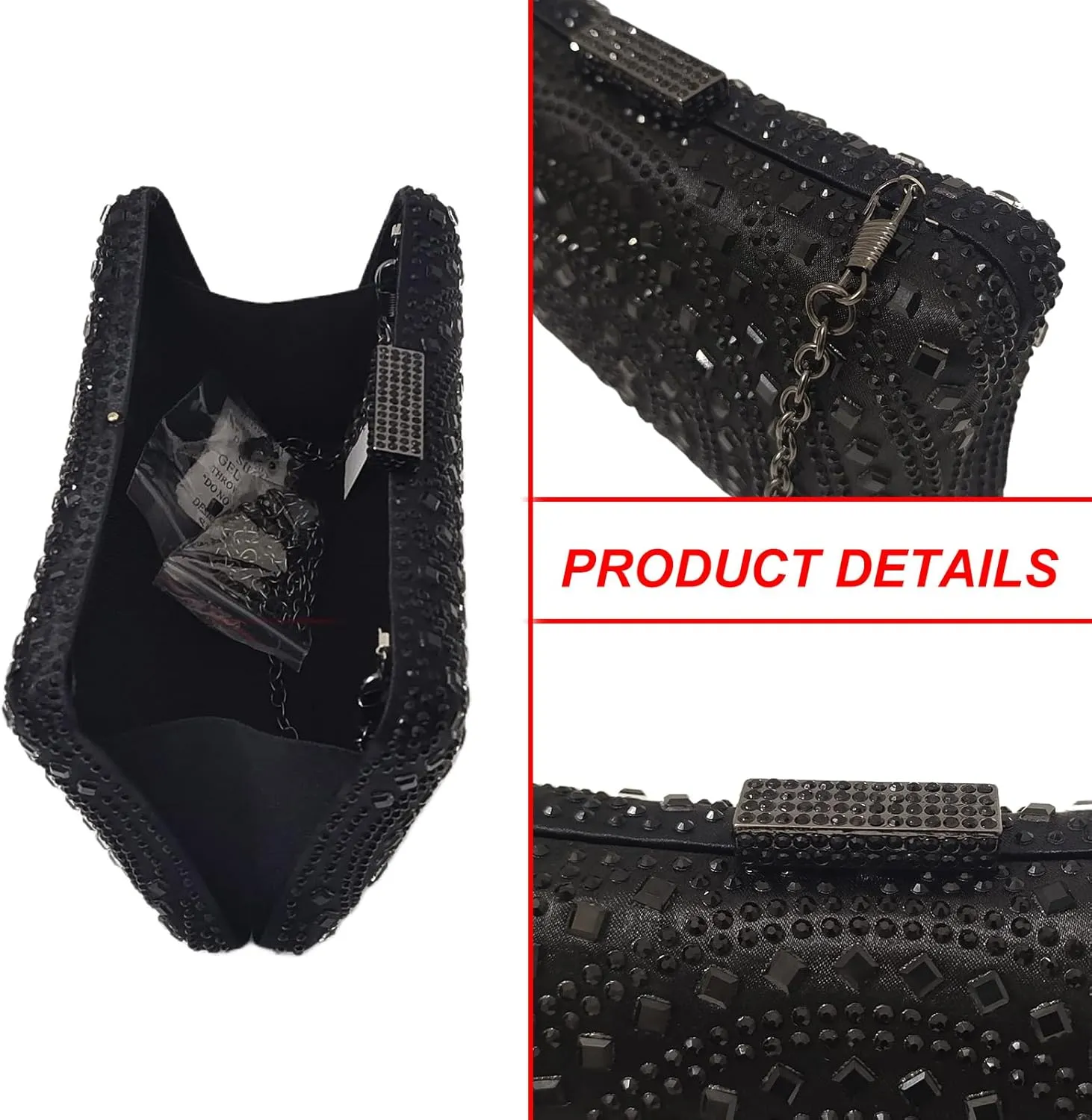 Crystal Box Clutch Rhinestone Handbags For Women Party Purse Wedding Evening Bag