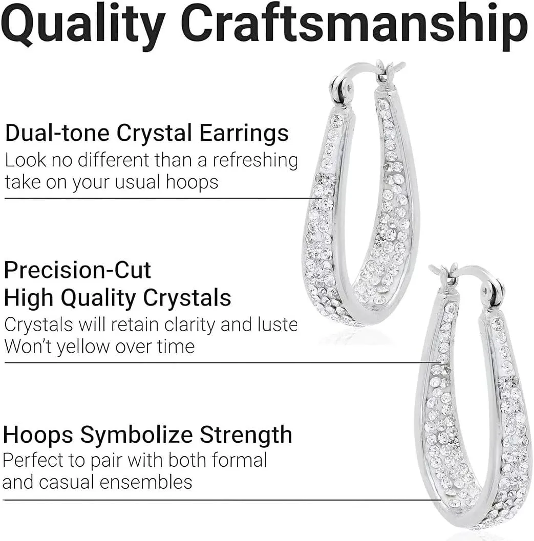 Crystal Hoop Earrings for Women - Sparkle Inside Out Dangle Earrings - Glitter Fun Trendy Jewelry Wedding Anniversary Birthday Gifts for Her