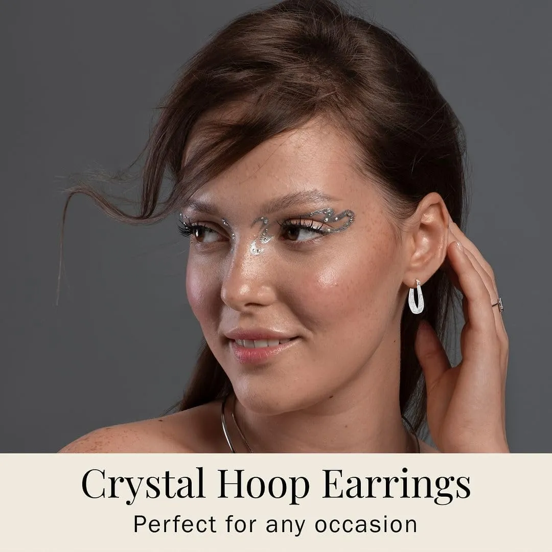Crystal Hoop Earrings for Women - Sparkle Inside Out Dangle Earrings - Glitter Fun Trendy Jewelry Wedding Anniversary Birthday Gifts for Her