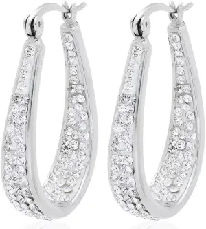 Crystal Hoop Earrings for Women - Sparkle Inside Out Dangle Earrings - Glitter Fun Trendy Jewelry Wedding Anniversary Birthday Gifts for Her