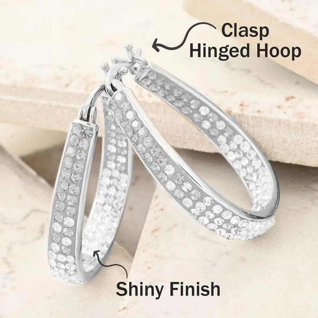 Crystal Hoop Earrings for Women - Sparkle Inside Out Dangle Earrings - Glitter Fun Trendy Jewelry Wedding Anniversary Birthday Gifts for Her
