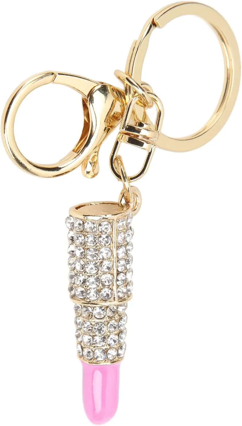 Crystal Keychain, Lipstick Shape Keychain Pendants Rhinestone Charm Lipstick Key Chain Crystal Bag Keyring for Wallet Handbags Backpack