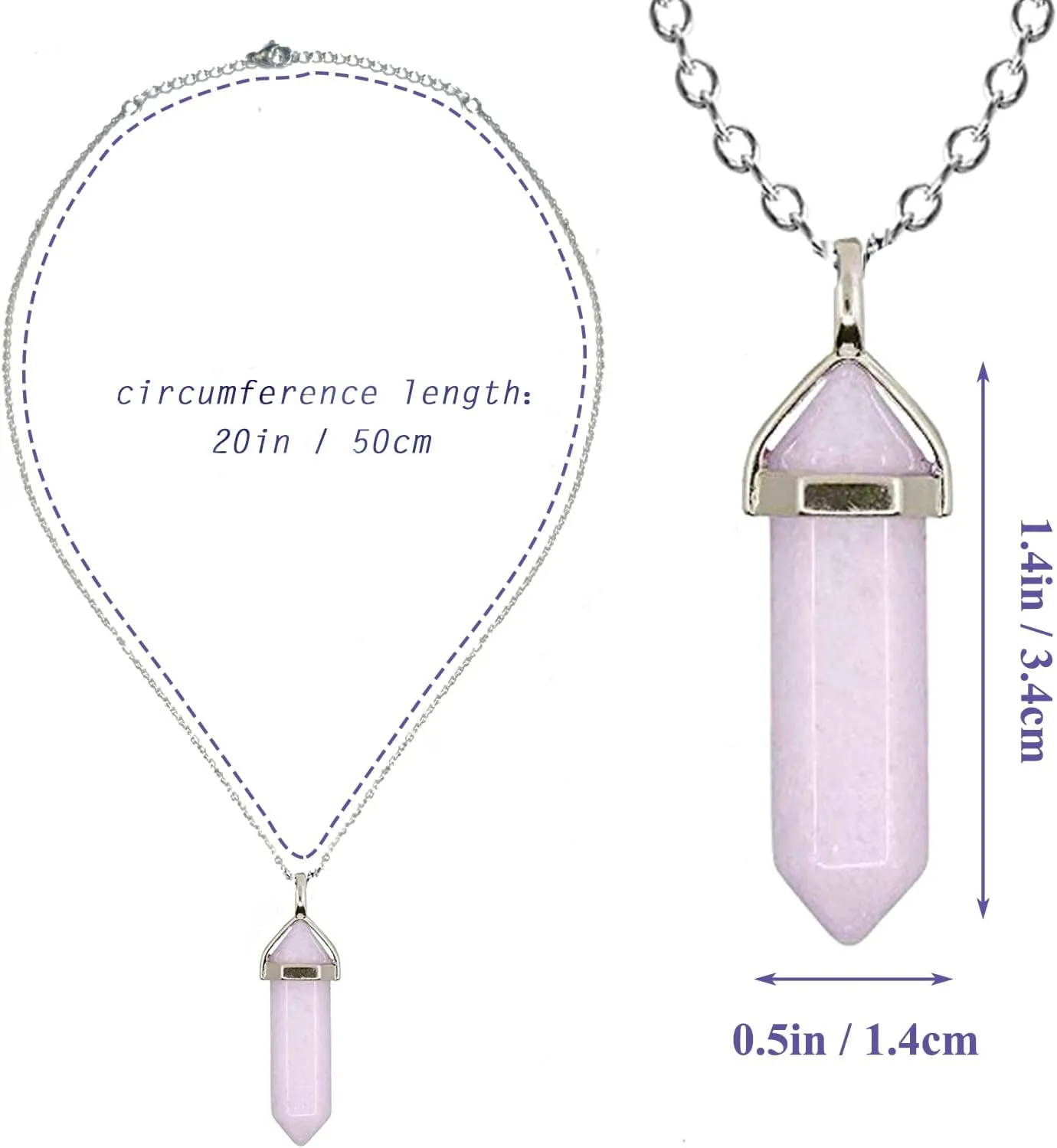Crystal Necklaces for Women, Hexagon Crystal Point Pendant Necklace, Healing Crystal Stone Necklace for Mother's Day Gift
