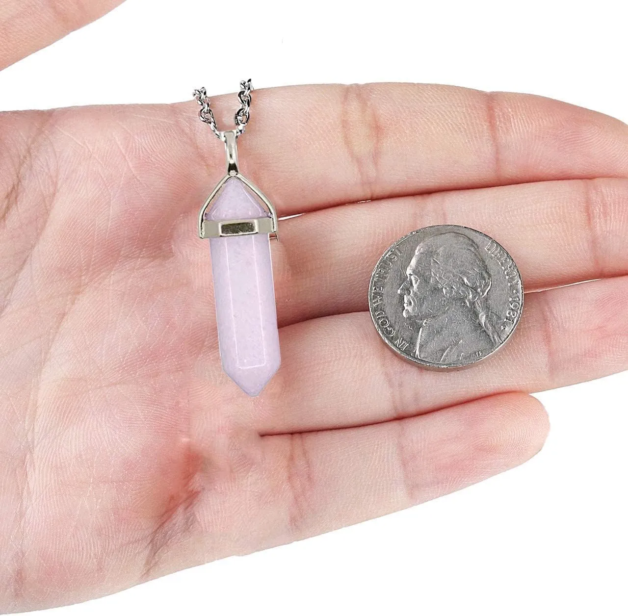 Crystal Necklaces for Women, Hexagon Crystal Point Pendant Necklace, Healing Crystal Stone Necklace for Mother's Day Gift