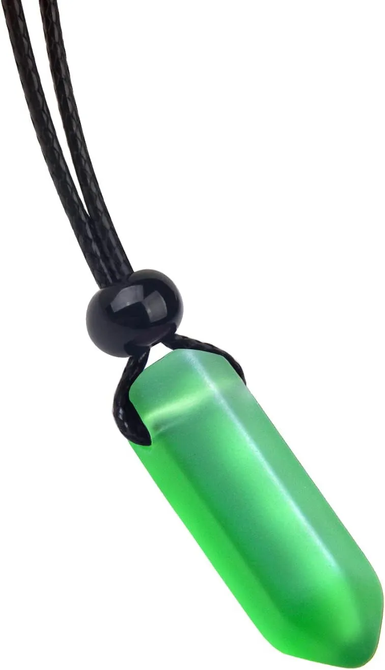 Crystal Point Pendant - Sea Glass Necklace - Spiritual Vibes Collection - Cute Meditation Jewelry Good Luck and Protection Amulets - Trendy Wand Lucky Charms - Adjustable Cord