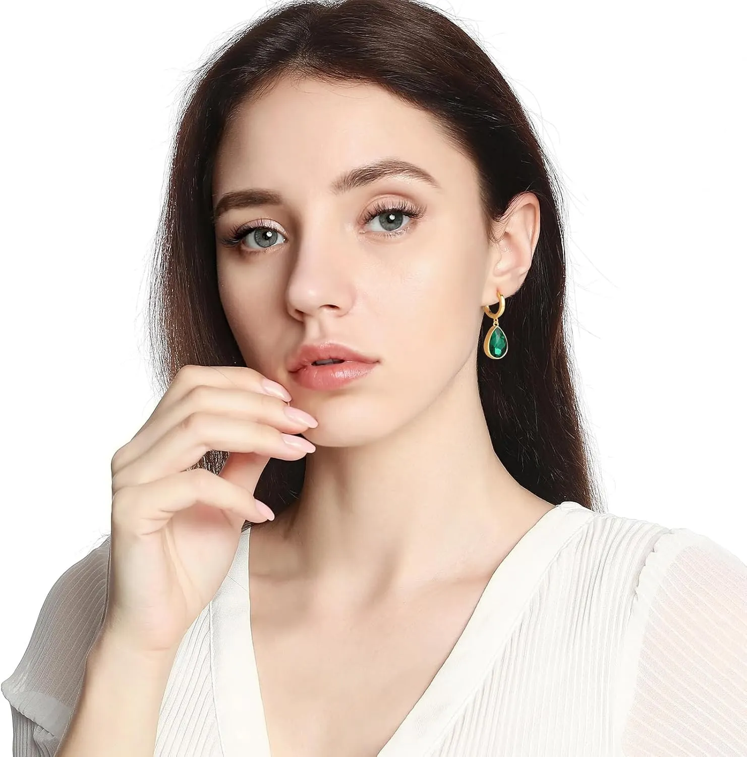 Crystals Teardrop Dangle Drop Earrings, 18K Gold Plated Hoop Earrings Zirconia Jewelry for Women Gifts