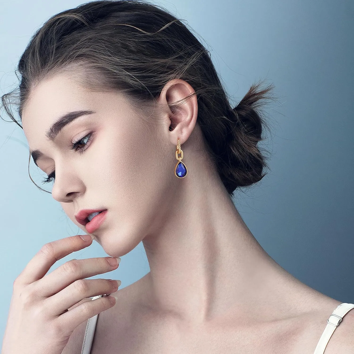 Crystals Teardrop Dangle Drop Earrings, 18K Gold Plated Hoop Earrings Zirconia Jewelry for Women Gifts