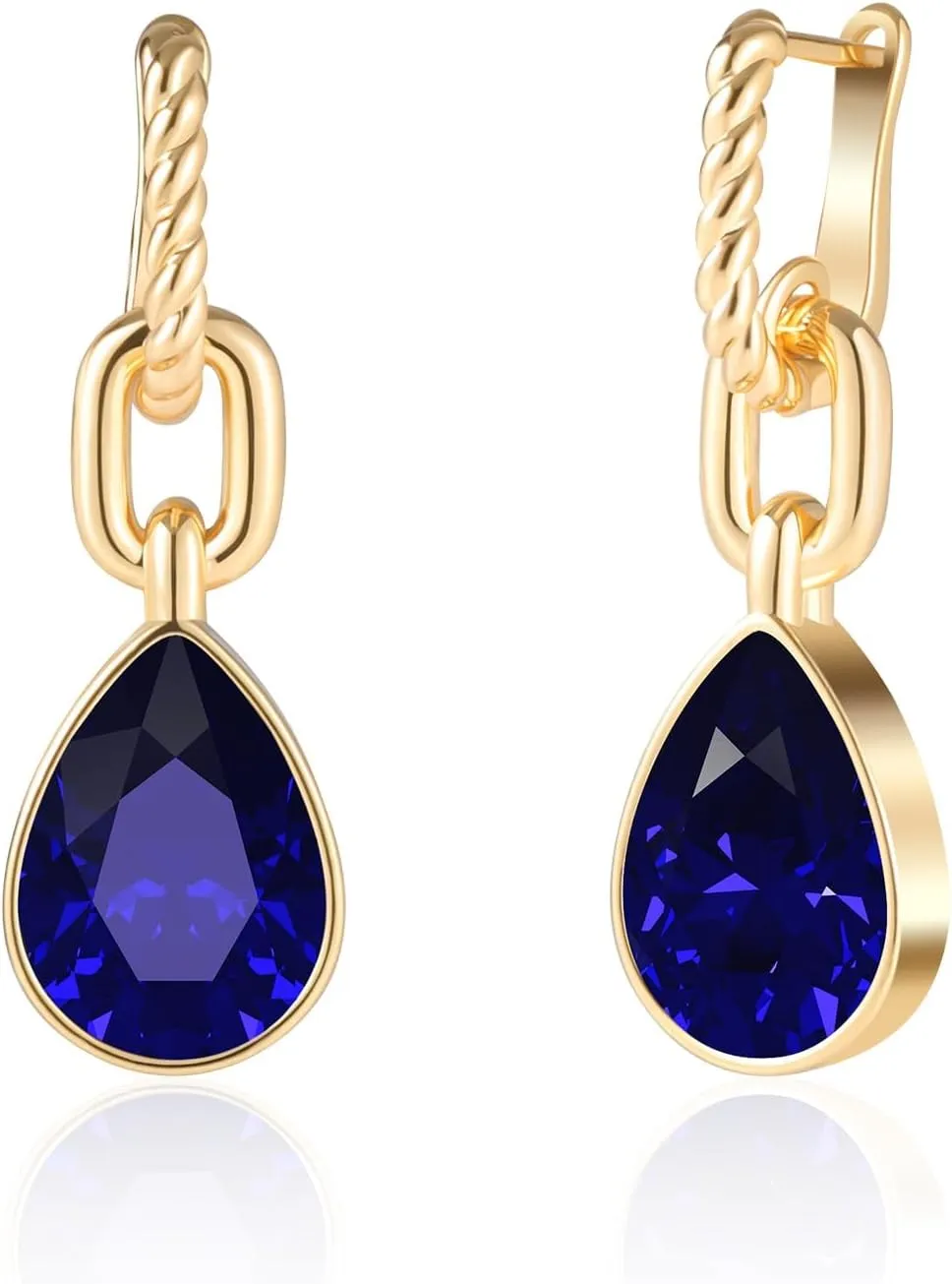 Crystals Teardrop Dangle Drop Earrings, 18K Gold Plated Hoop Earrings Zirconia Jewelry for Women Gifts