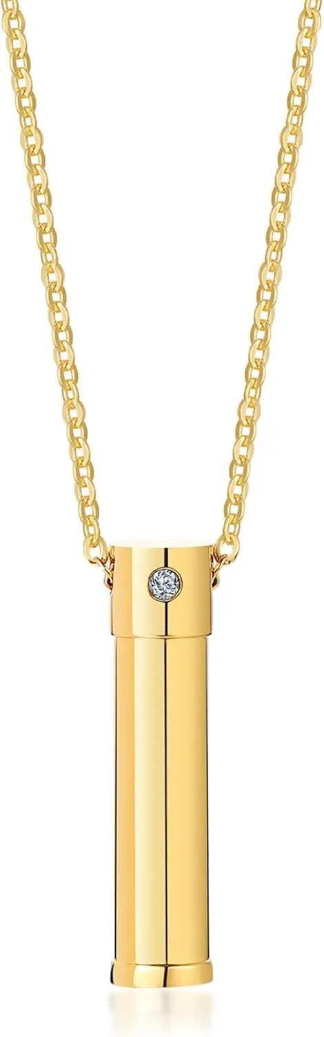 Cylinder Cremation Necklace Stainless Steel Ashes Container Pendant Urn Necklace