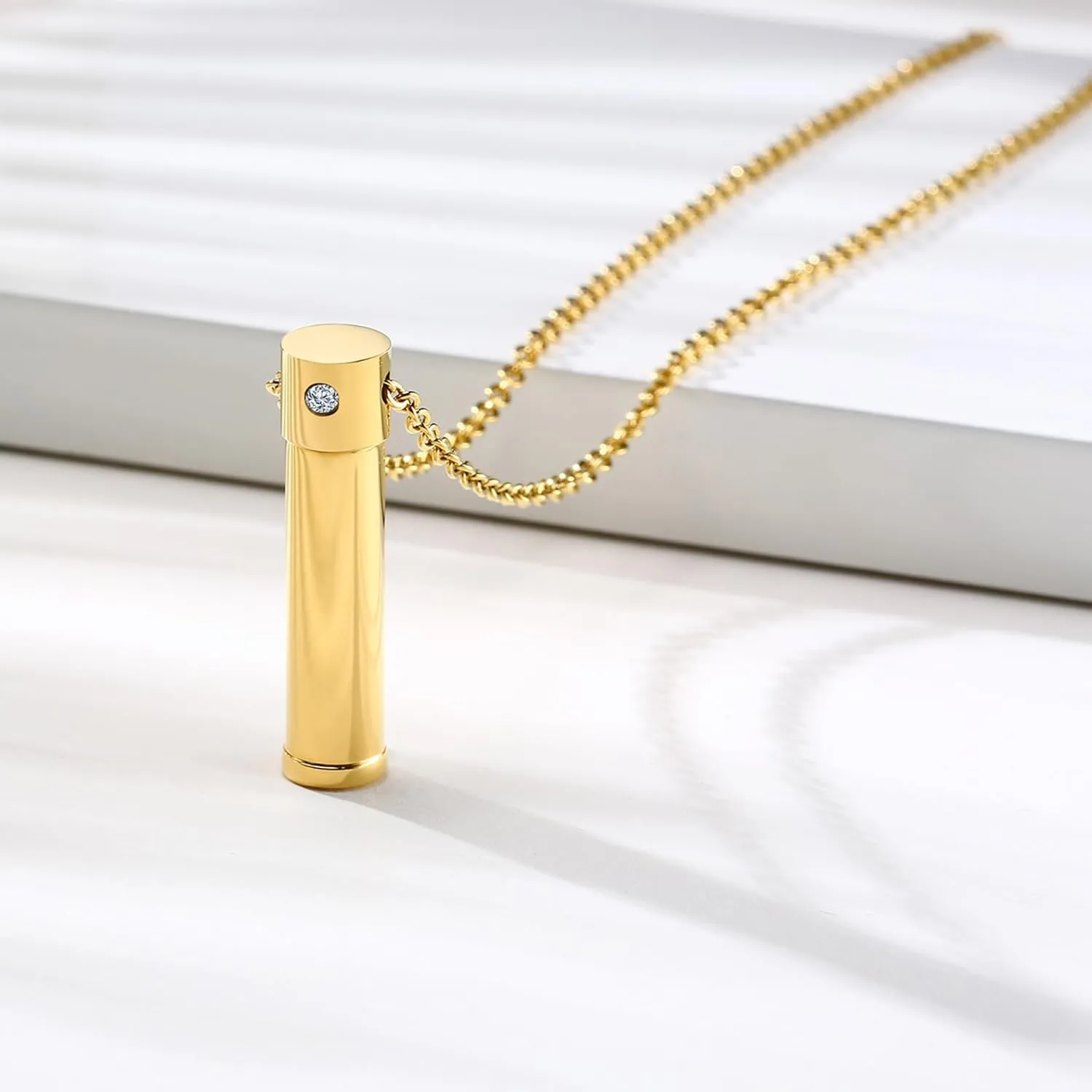Cylinder Cremation Necklace Stainless Steel Ashes Container Pendant Urn Necklace