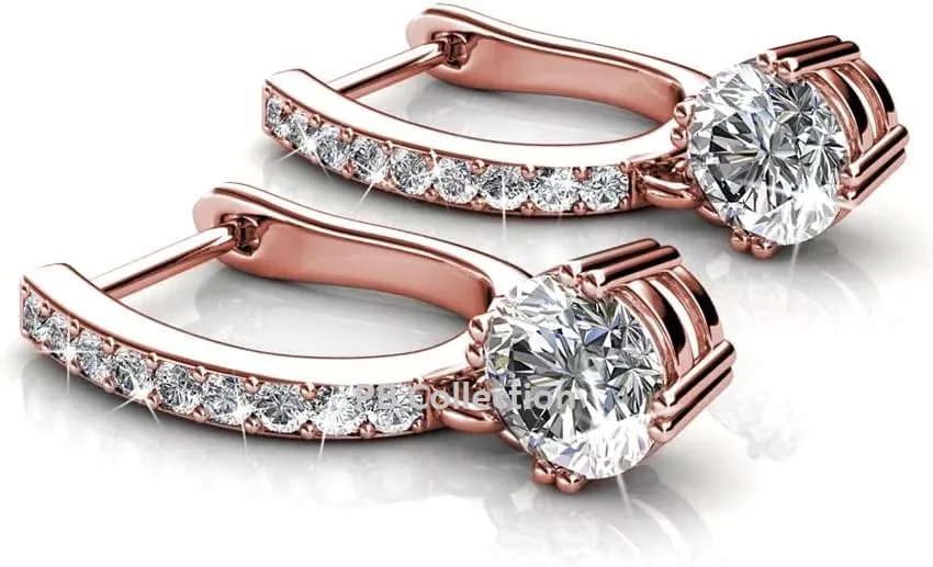 Dangling Earrings with Cubic Zirconia Solitaire Crystal Dangle Earrings Drop Earrings Drop Horseshoe