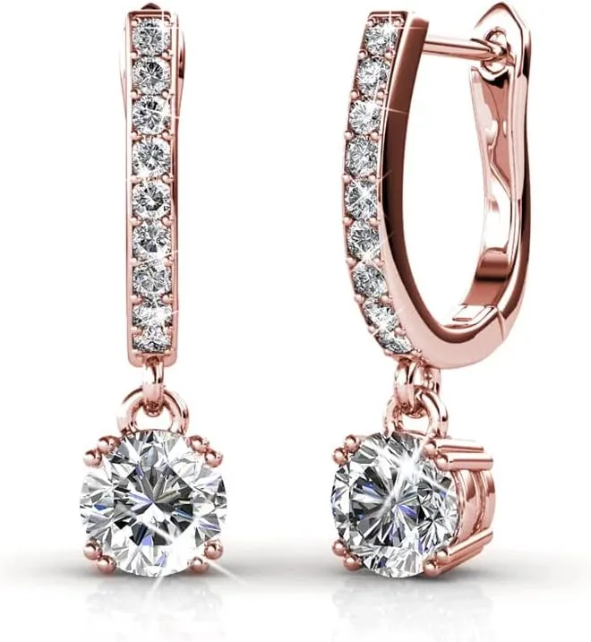 Dangling Earrings with Cubic Zirconia Solitaire Crystal Dangle Earrings Drop Earrings Drop Horseshoe