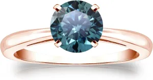 Diamond Wish 1/2 to 2 Carat Blue Lab Grown Diamond Solitaire Engagement Ring for Women in 14k Gold (Fancy Blue, VS-SI1, cttw) Anniversary Promise Ring Size 4 to 9