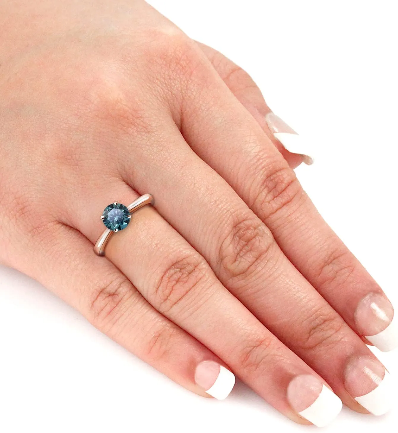 Diamond Wish 1/2 to 2 Carat Blue Lab Grown Diamond Solitaire Engagement Ring for Women in 14k Gold (Fancy Blue, VS-SI1, cttw) Anniversary Promise Ring Size 4 to 9