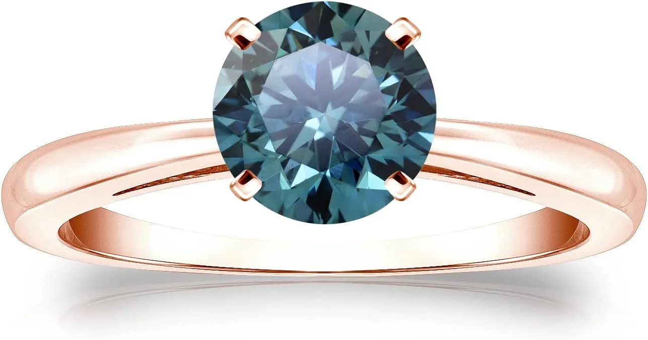 Diamond Wish 1/2 to 2 Carat Blue Lab Grown Diamond Solitaire Engagement Ring for Women in 14k Gold (Fancy Blue, VS-SI1, cttw) Anniversary Promise Ring Size 4 to 9