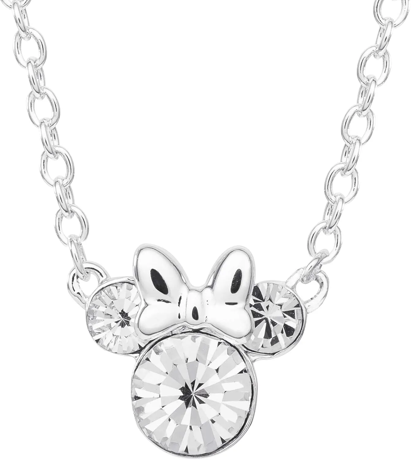 Disney Minnie Mouse Crystal Birthstone Jewelry, Birth Month Pendant Necklace, Silver Plated