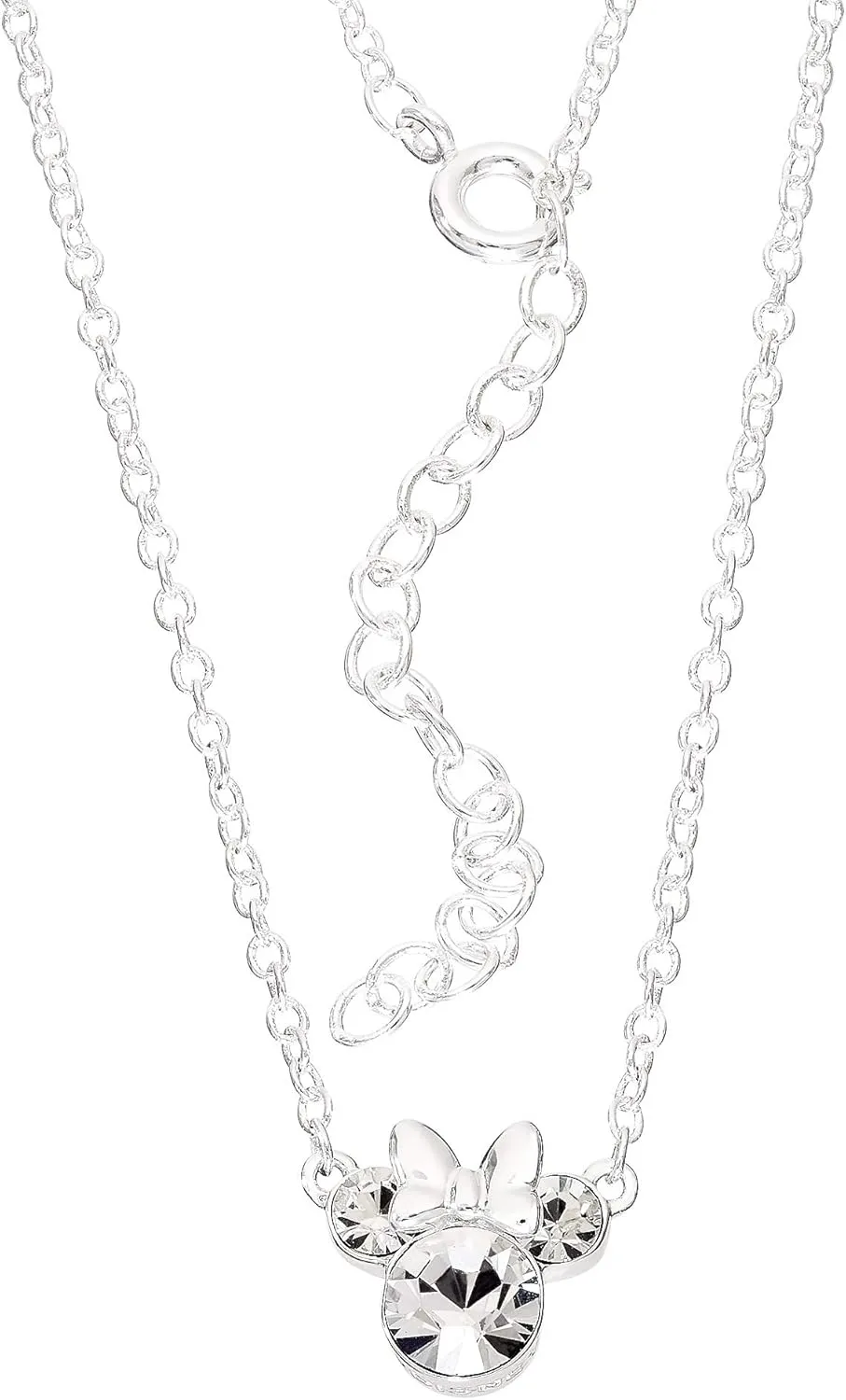 Disney Minnie Mouse Crystal Birthstone Jewelry, Birth Month Pendant Necklace, Silver Plated