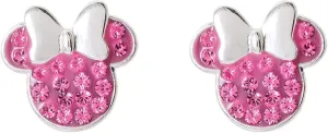 Disney Minnie Mouse Jewelry, Sterling Silver Pave Birthstone Crystal Stud Earrings