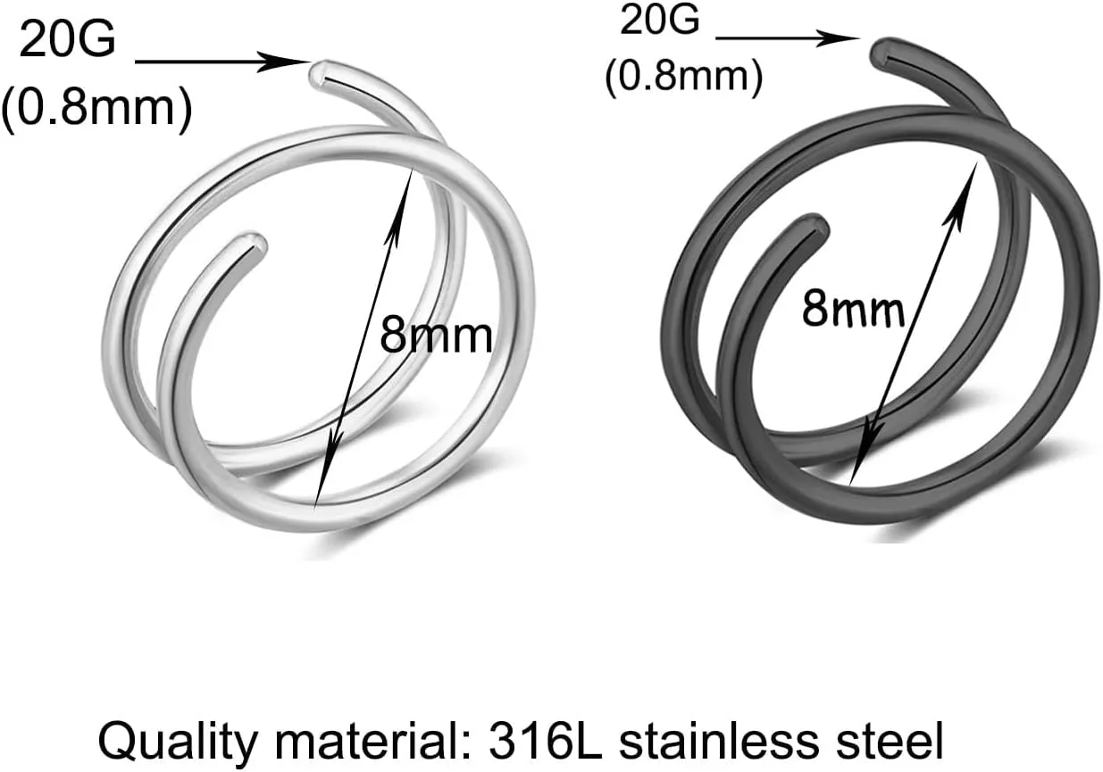 Double Nose Ring for Single Piercing, Twist Nose Ring Hoop For Women, Nostril Piercing Jewelry