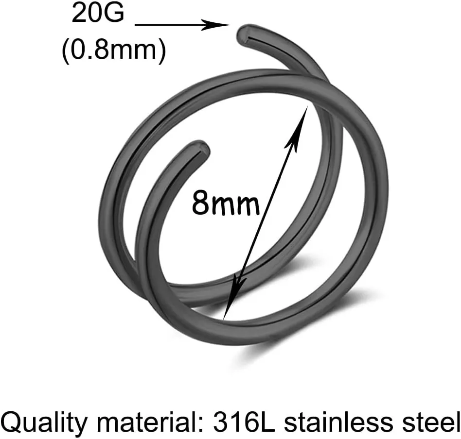 Double Nose Ring for Single Piercing, Twist Nose Ring Hoop For Women, Nostril Piercing Jewelry