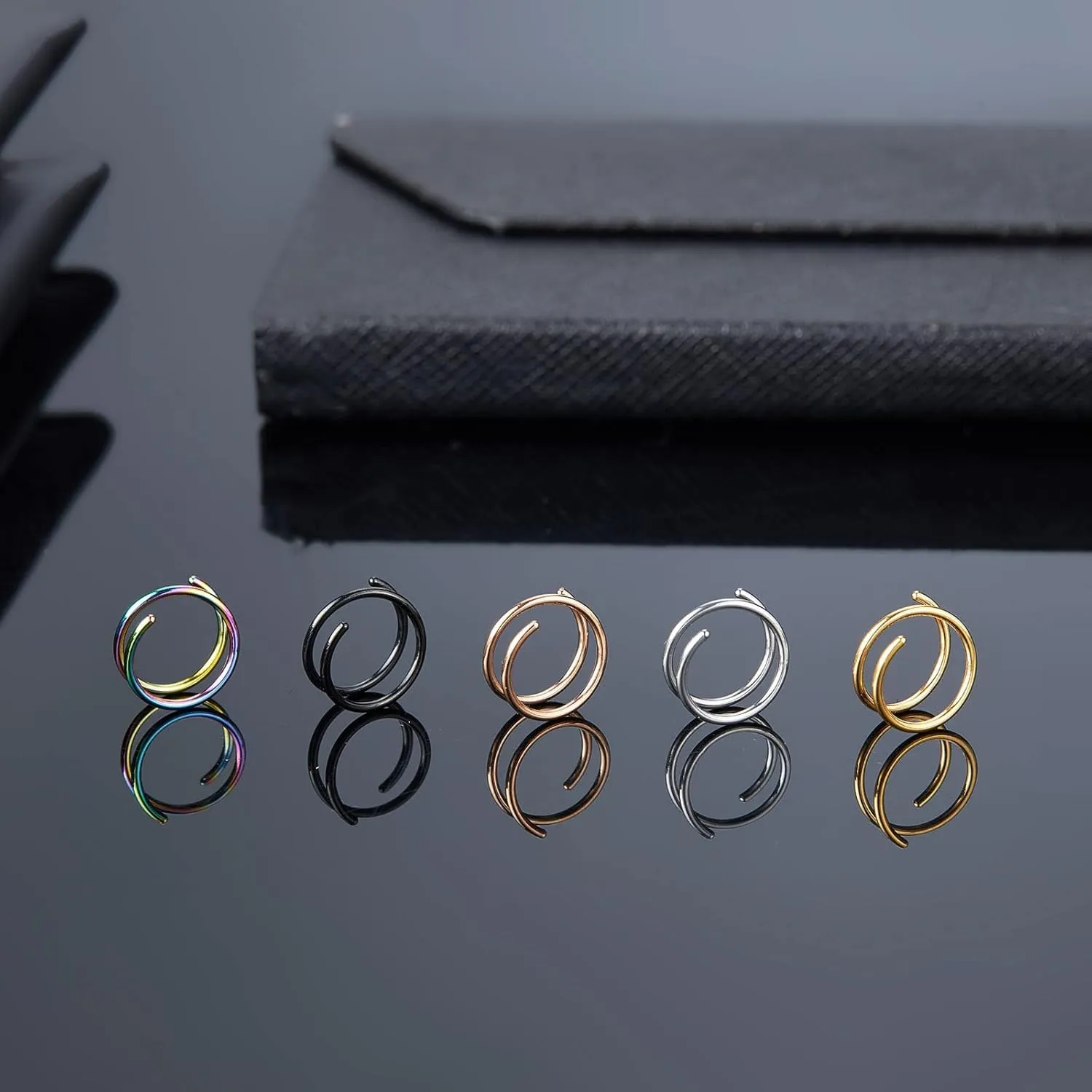 Double Nose Ring for Single Piercing, Twist Nose Ring Hoop For Women, Nostril Piercing Jewelry