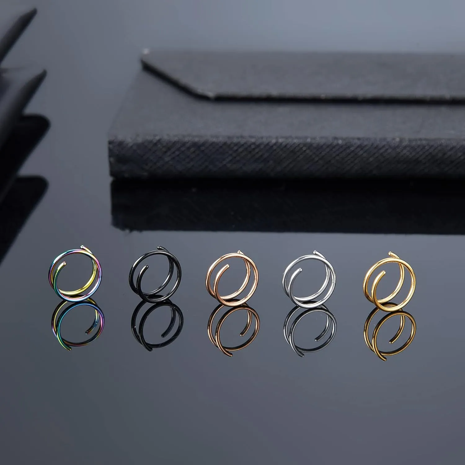 Double Nose Ring for Single Piercing, Twist Nose Ring Hoop For Women, Nostril Piercing Jewelry