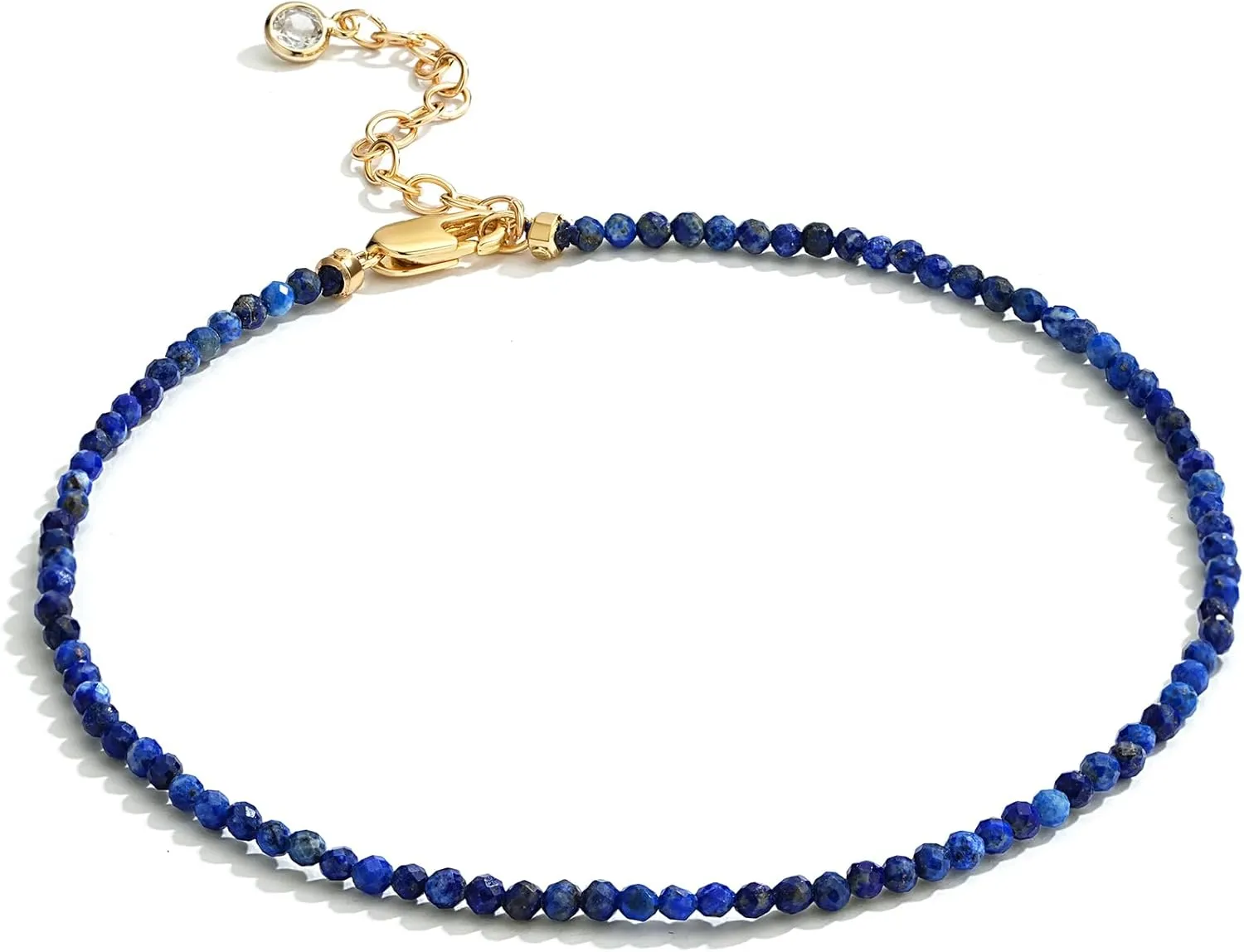 DREMMY STUDIOS Gold Anklet Bracelets for Women 14K Gold Plated Stone Handmade Beaded Link Chain Anklets Jewelry Gift