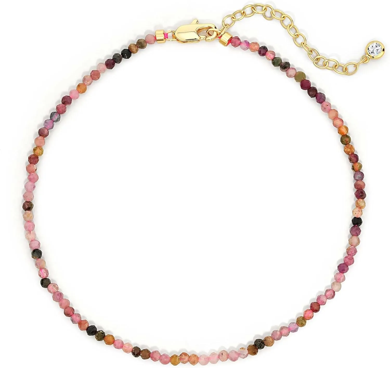 DREMMY STUDIOS Gold Anklet Bracelets for Women 14K Gold Plated Stone Handmade Beaded Link Chain Anklets Jewelry Gift