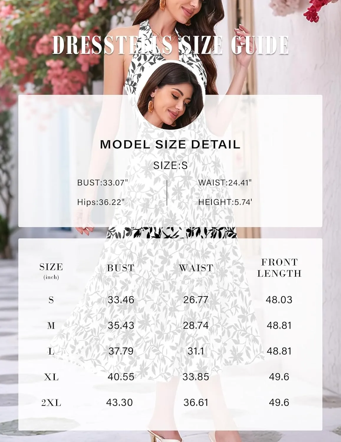 DRESSTELLS Women's Summer Floral Dresses Maxi Boho Casual Halter Neck Spring Vintage Flowy Beach Long Sundress