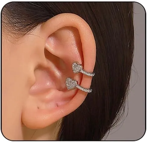 Ear Cuff Earrings for Women No Piercing Zircon Star Heart Pearl cuffs Helix Cartilage Clip On Wrap Earring Adjustable Ear Cuffs Prom Jewelry for Women