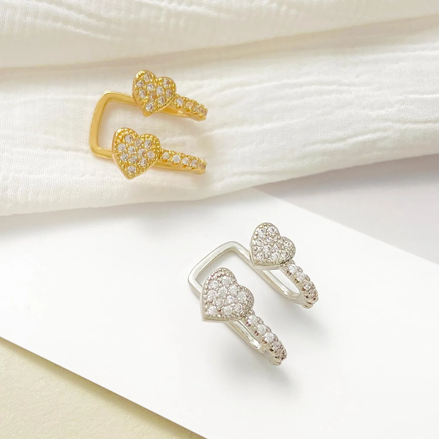 Ear Cuff Earrings for Women No Piercing Zircon Star Heart Pearl cuffs Helix Cartilage Clip On Wrap Earring Adjustable Ear Cuffs Prom Jewelry for Women