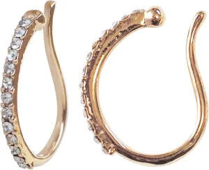 Ear Cuff Earrings Pearl Gold, Crystal Rhinestone Hoop Clip-On Earrings, Non Pierced Earrings Silver For Women, Teardrop Comfortable Clip On Earrings, MiyabiGrace