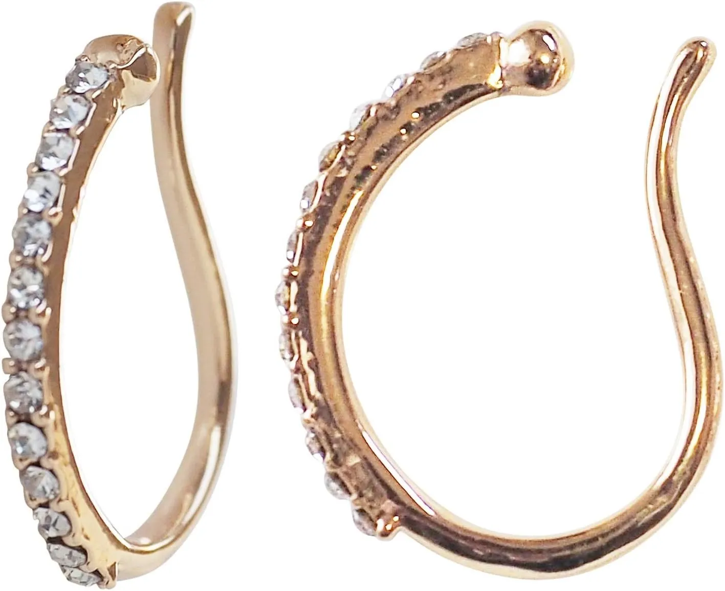 Ear Cuff Earrings Pearl Gold, Crystal Rhinestone Hoop Clip-On Earrings, Non Pierced Earrings Silver For Women, Teardrop Comfortable Clip On Earrings, MiyabiGrace