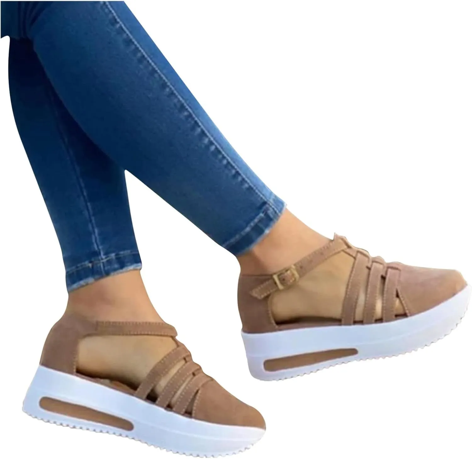 Eduavar Sandals Women Dressy Summer, Orthopedic Sandals for Women Closed Toe Sandals Plarform Sandals with Back Strap
