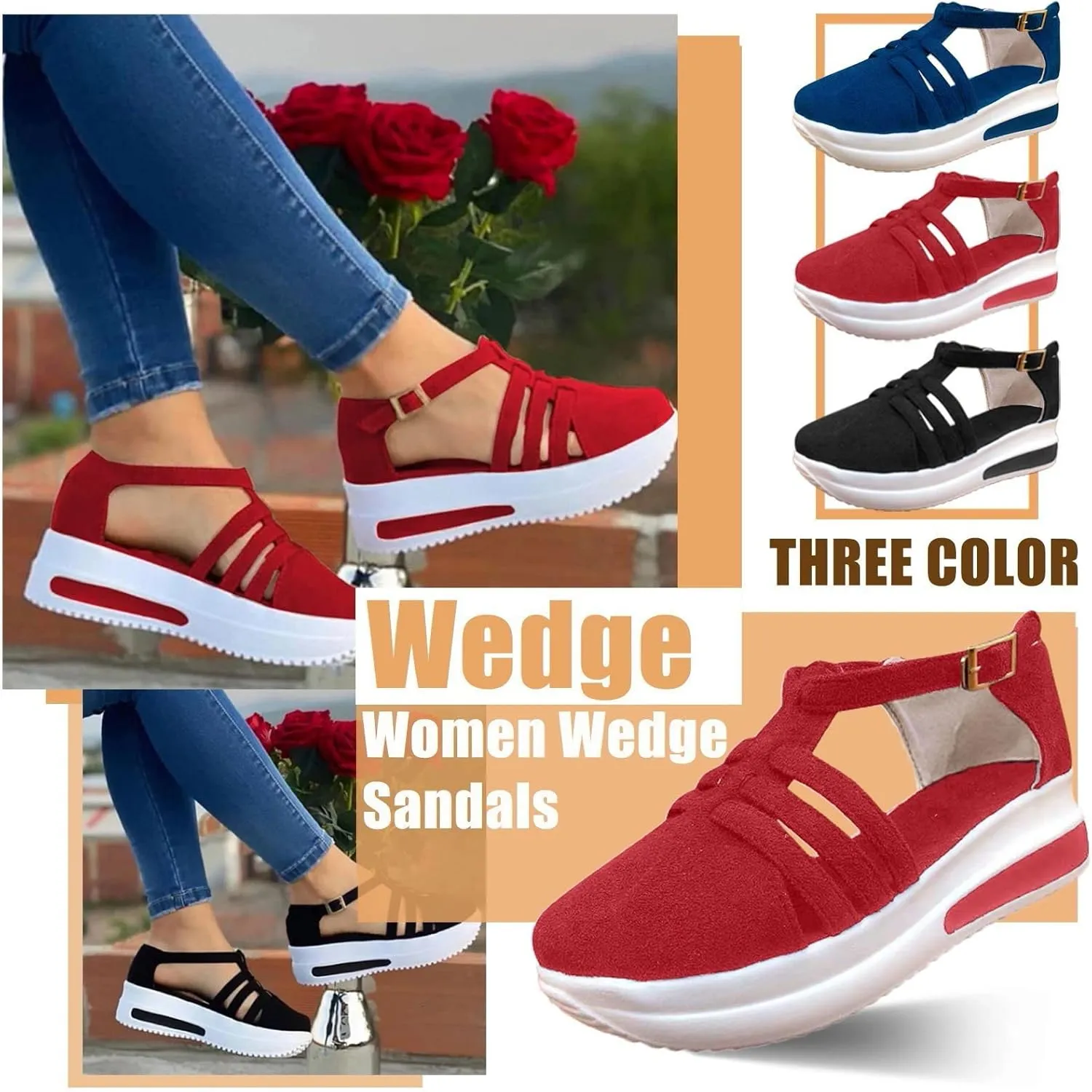 Eduavar Sandals Women Dressy Summer, Orthopedic Sandals for Women Closed Toe Sandals Plarform Sandals with Back Strap