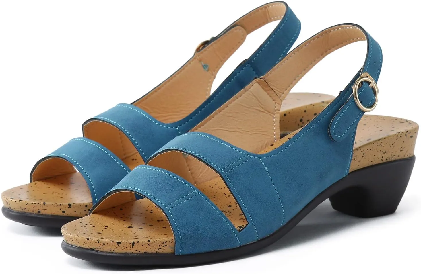 Eduavar Womens Sandals Comfortable, Womens Sandals Orthopedic Sandals Dressy Open Toe Low Heel Sandals with Ankle Strap