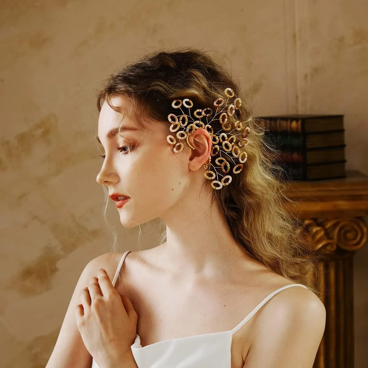 Elf Ear Cuffs Wrap Single Left Earrings Butterfly Leaves Star Pearl Around Fake Earrings Cartilage Non Piercing Handmade Fairy Accessories Jewelry for Women and Girls