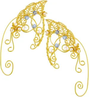 Elf Ears Gold Elf Ear Cuffs Set for Women Fairy Jewelry Earring Cuffs Non Piercing Earring Wraps Wedding Banquet Cosplay Party Accessory