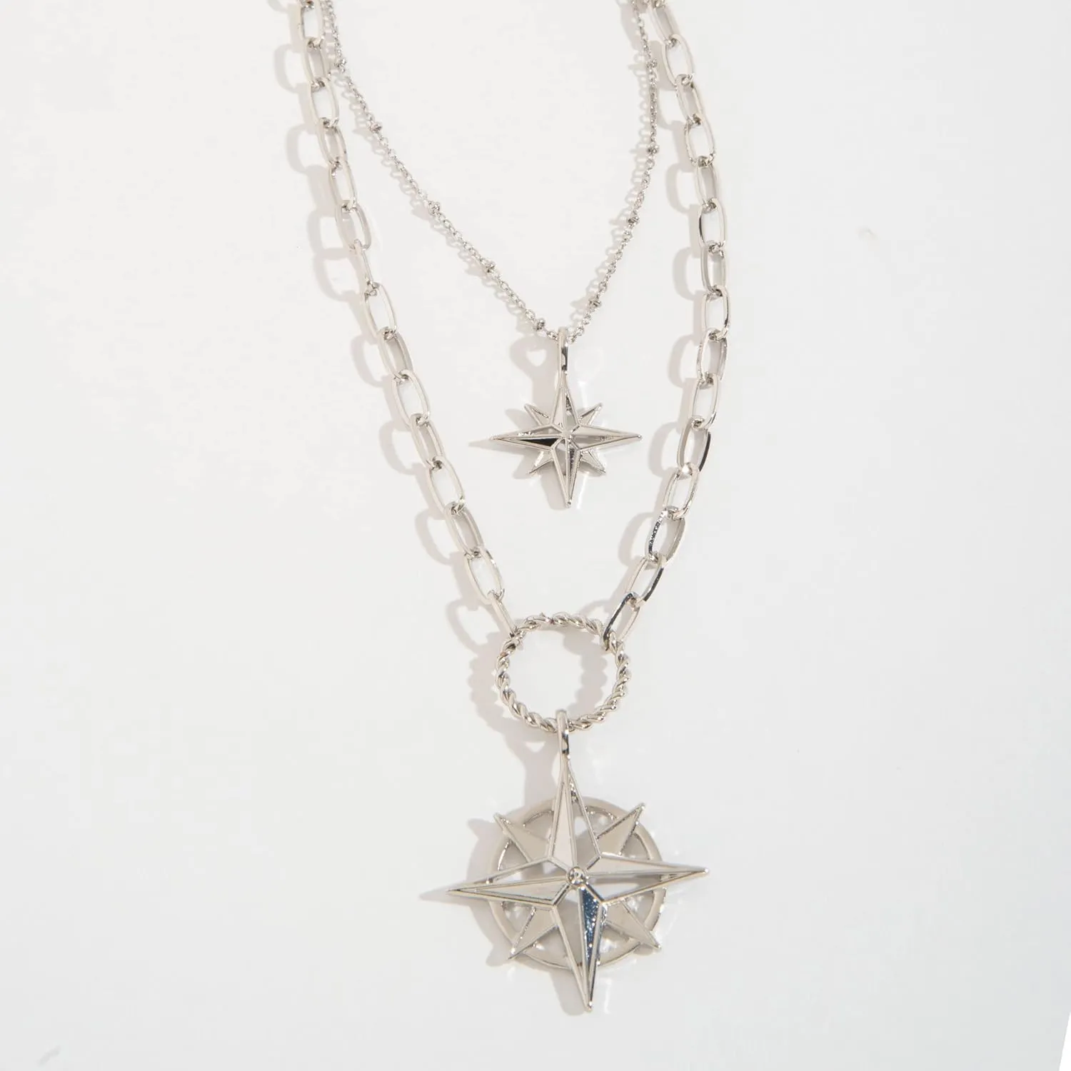 Elsie & Zoey 22" Luna Layered Compass Pendant Necklace for Women